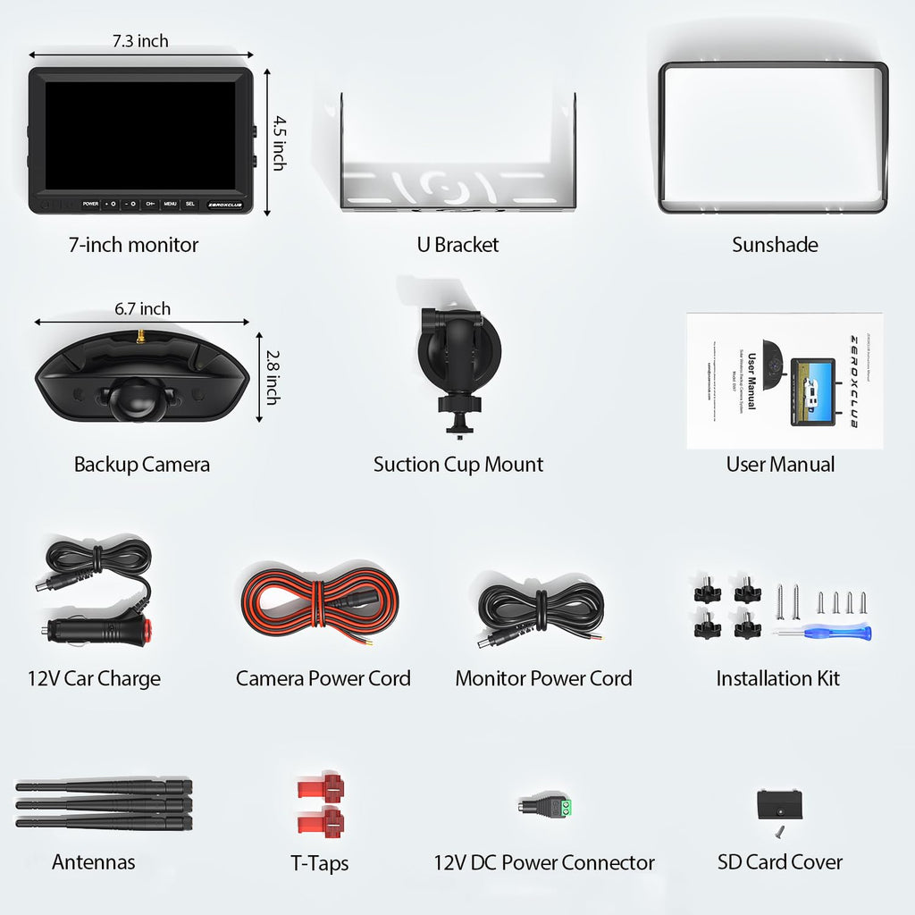 1080P 7" Wireless RV Backup Camera System with DVR Monitor O112349
