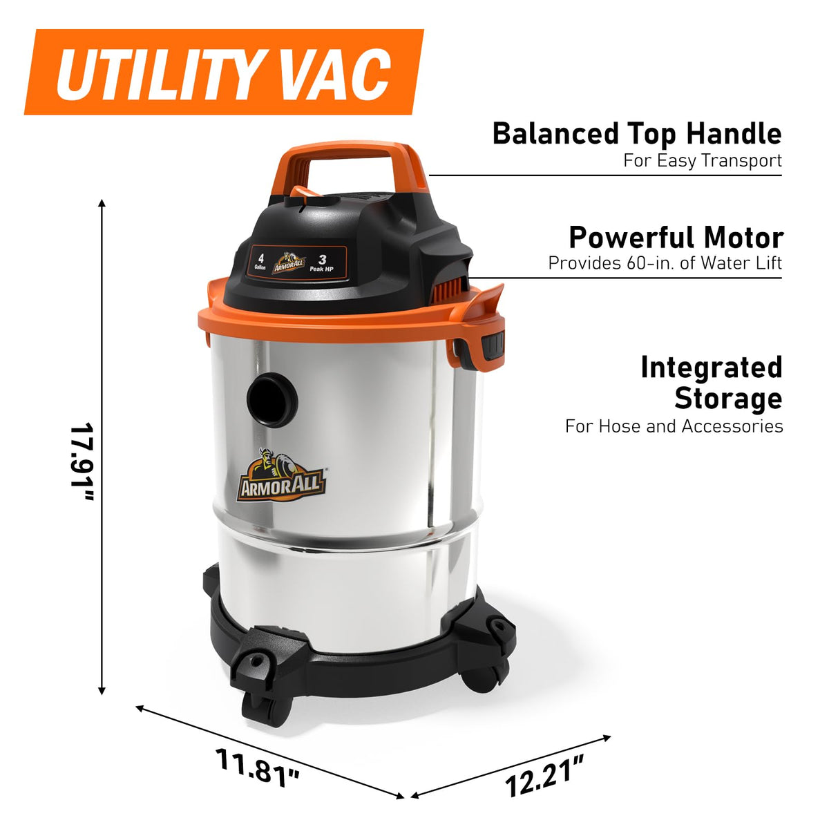 4 Gallon Stainless Steel Wet/Dry Vacuum O774846
