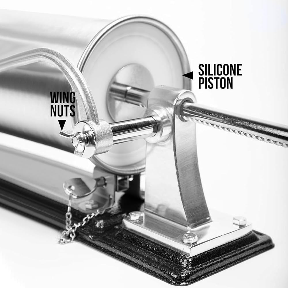 6 LBS Stainless Steel Sausage Stuffer with 4 Funnels Z881755
