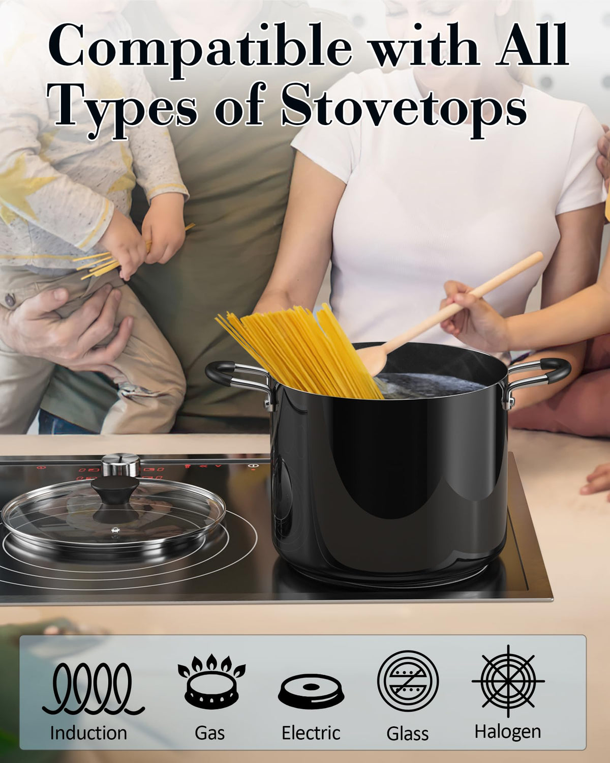 10.5 Quart Non Stick Stock Pot with Lid Q698