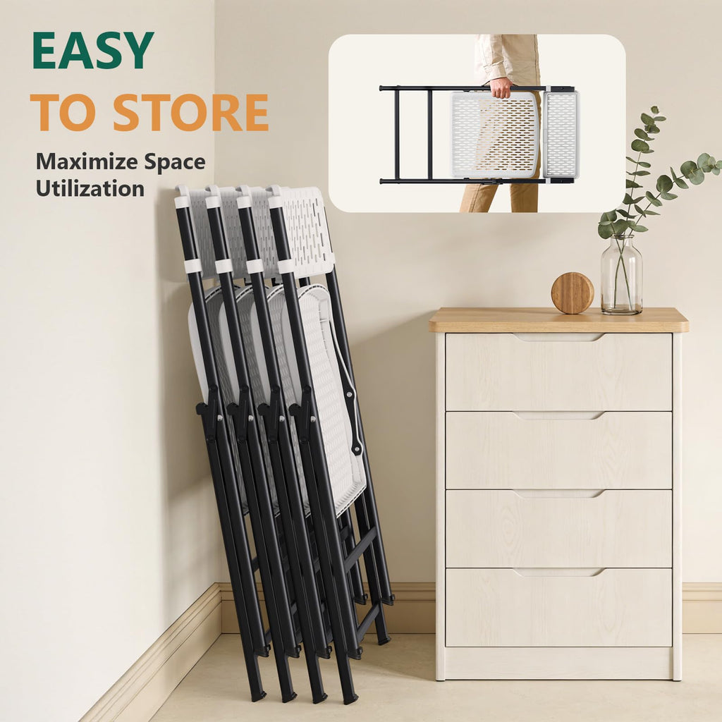 White 4-Pack Folding Chairs with Steel Frame X59535