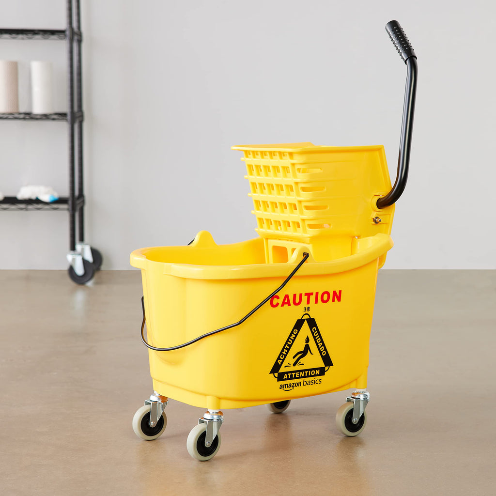 Yellow 35-Quart Mop Bucket on Wheels H8469