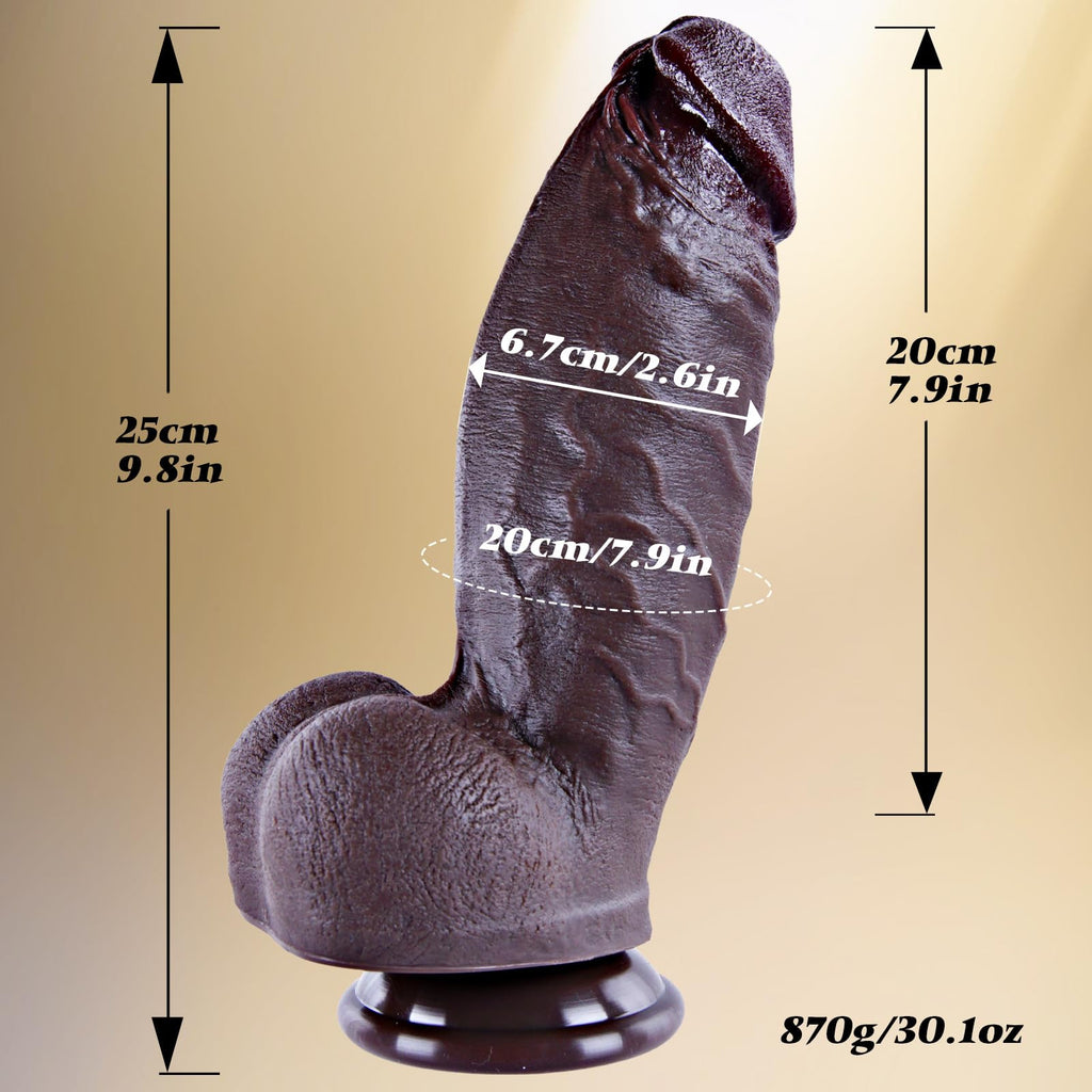 10 Inch Realistic Black Silicone Dildo with Suction Cup O361947