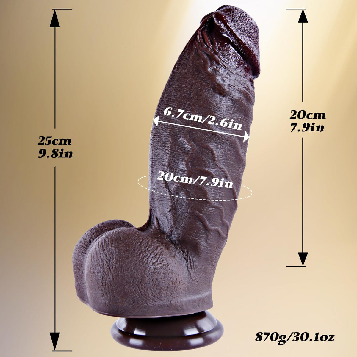 10 Inch Realistic Black Silicone Dildo with Suction Cup O361947