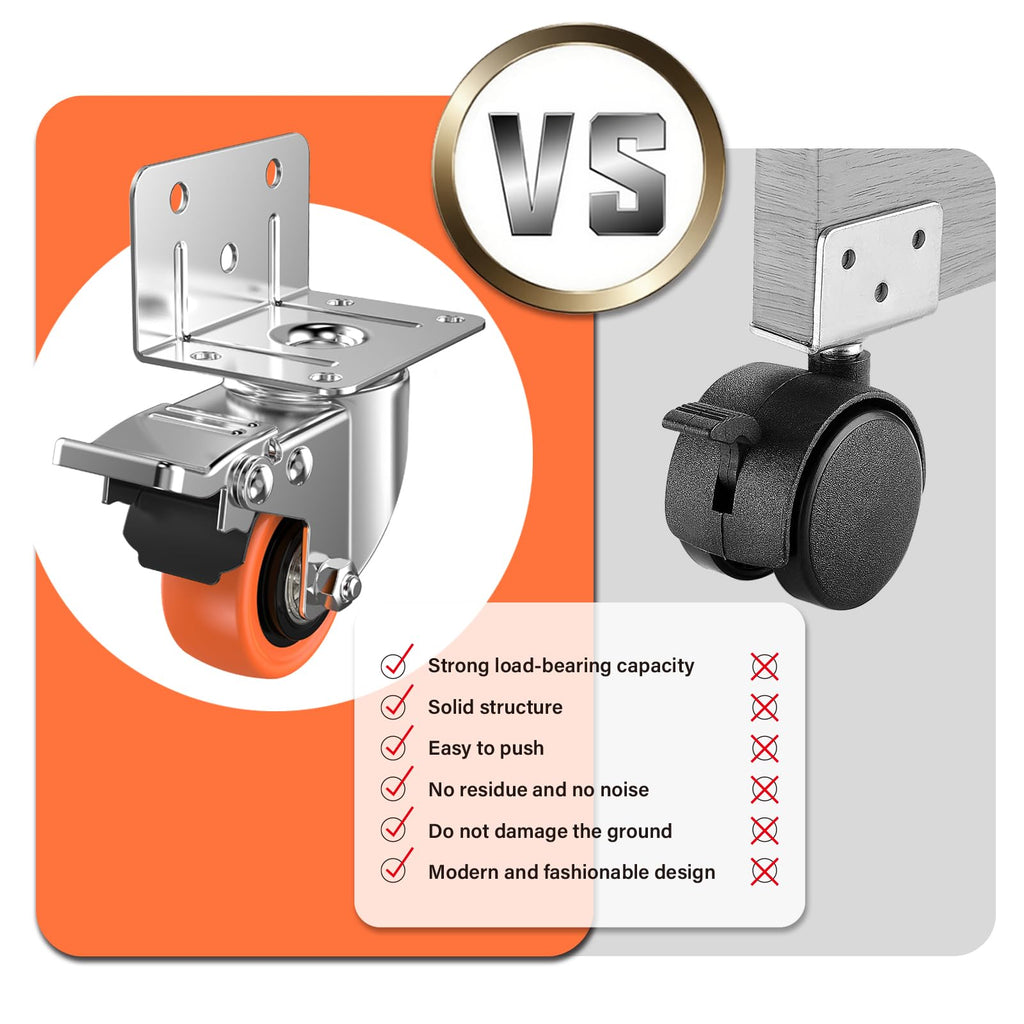 2" L-Shaped Swivel Caster Wheels Set of 4 P51949