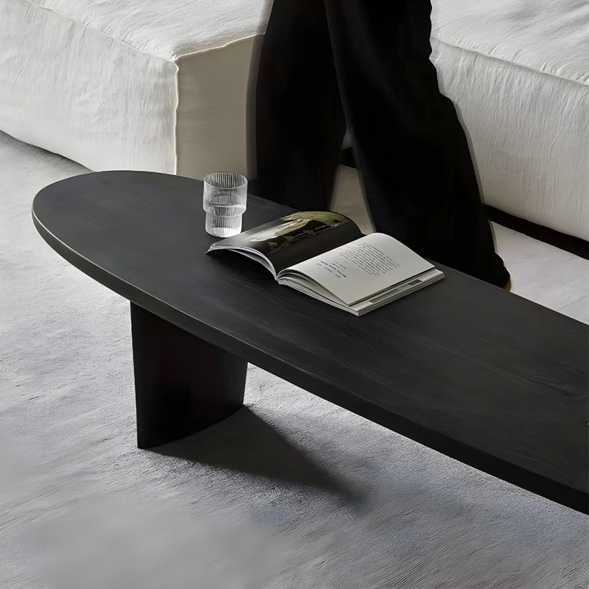 Black Wood Oval Coffee Table 59" L x 19" W x 16" H R941