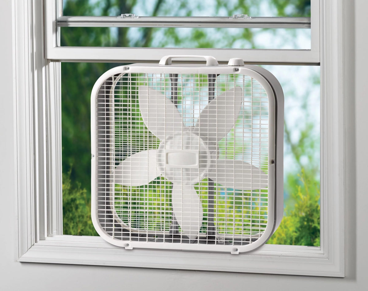 20" Weather Resistant Box Fan, 3-Speeds, White Q421