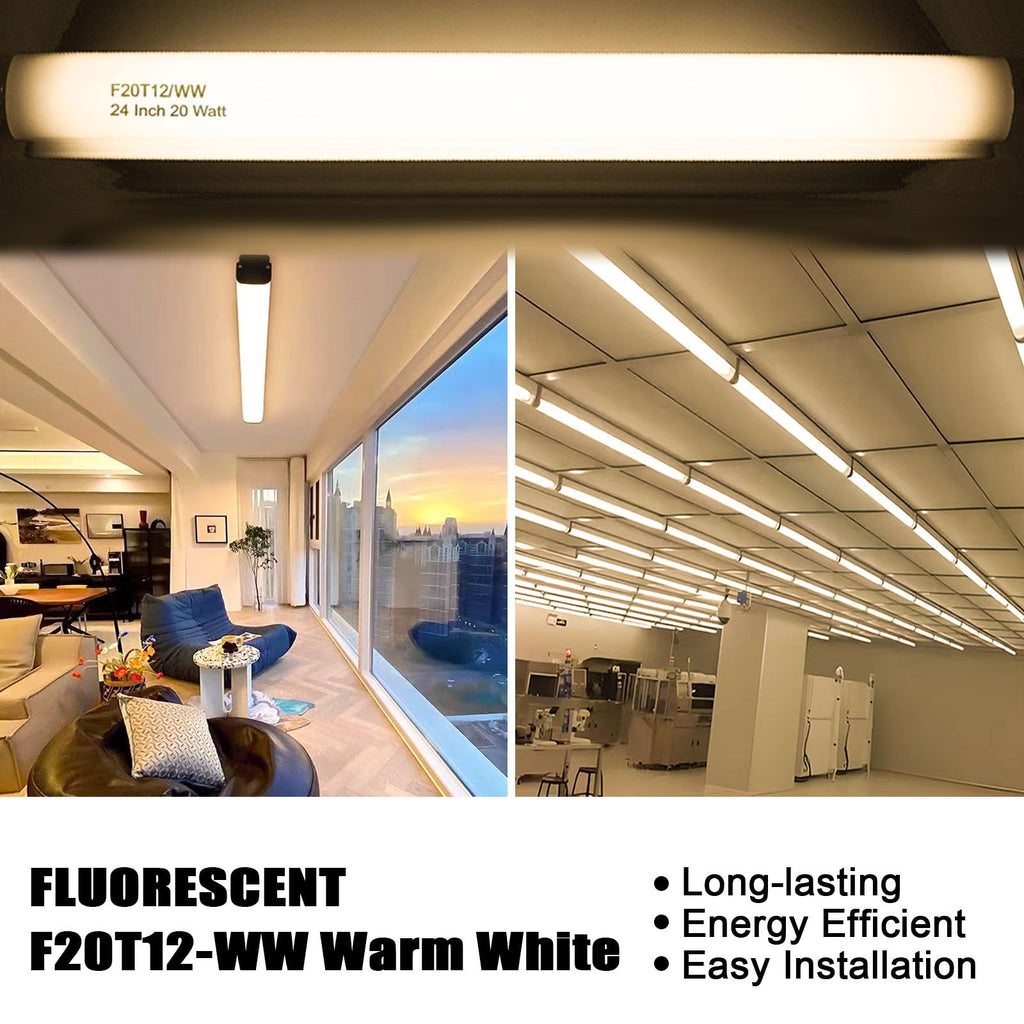 20 Watt Soft Warm White T12 Fluorescent Tube Light Bulb 24 Inch 4 Count I779