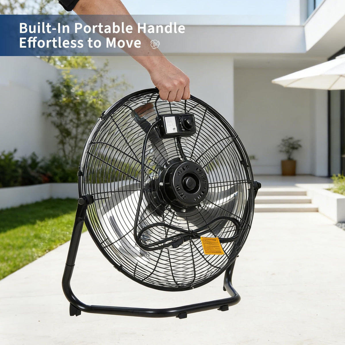 20" High Velocity Floor Fan, 4800 CFM Heavy Duty Industrial Metal Fan with 3 Speeds Y21826