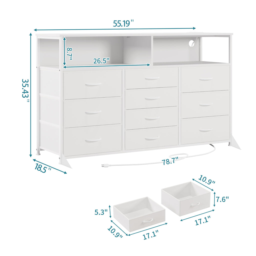 55" W 10 Drawers Dresser with LED M35476