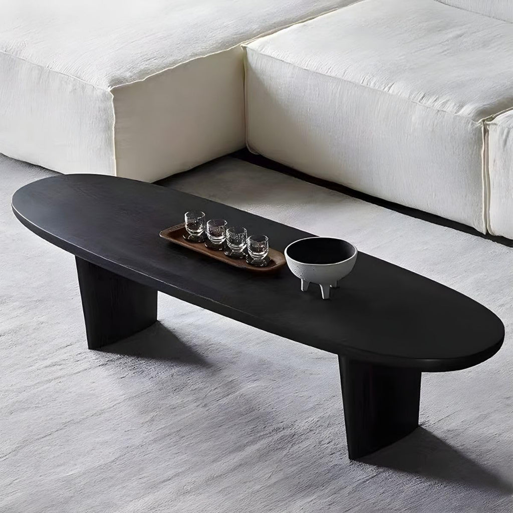 Black Wood Oval Coffee Table 59" L x 19" W x 16" H R941