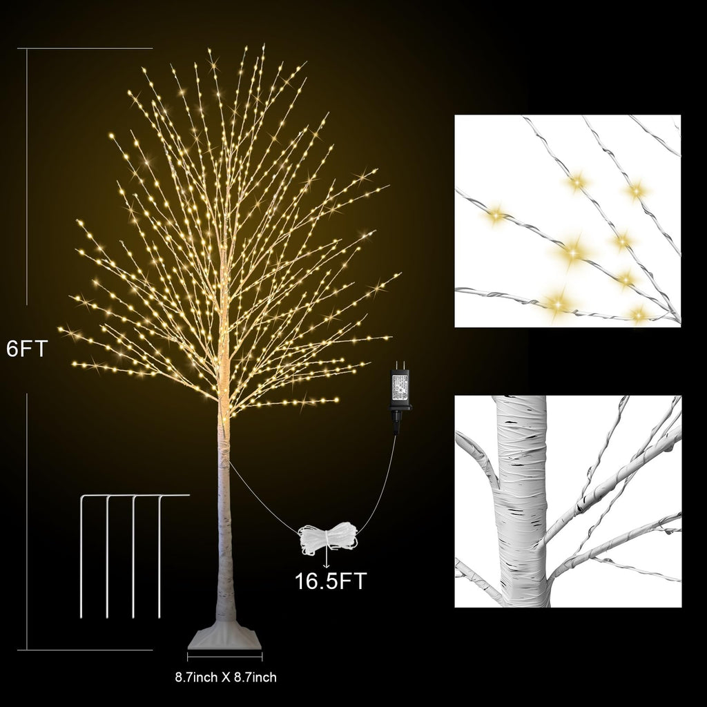 6FT Lighted Birch Tree with 880 LED Lights L67901
