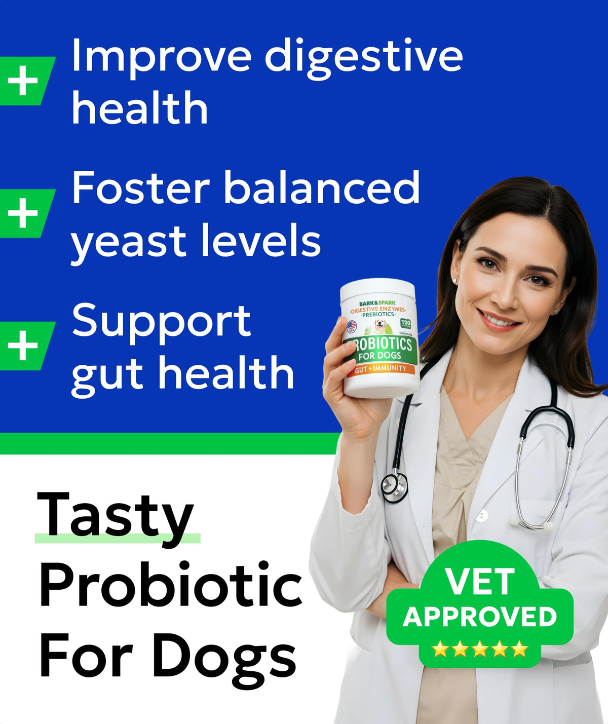 Dog Probiotics 120 Chews with Enzymes & Fiber S3626
