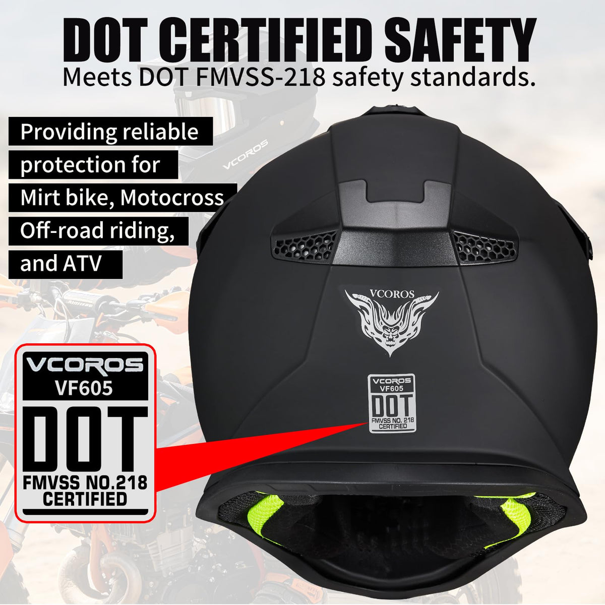 Kids Dirt Bike Helmet Set DOT Certified with Goggles Gloves B995741