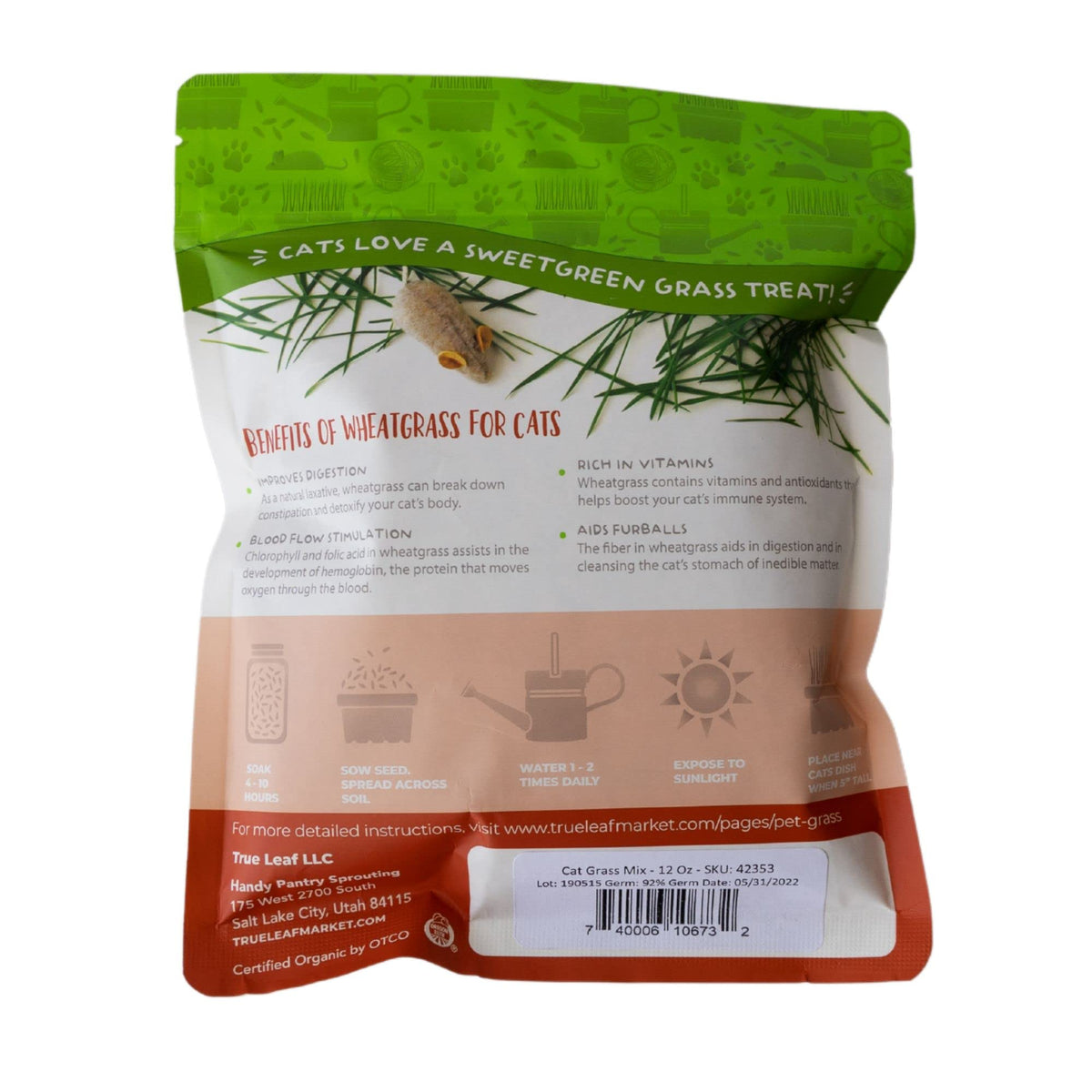 Organic Cat Grass Seed Blend 12 oz X776502