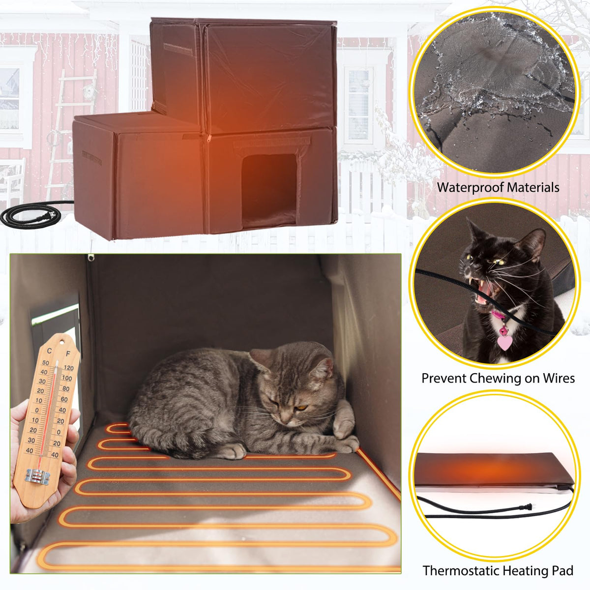 Heated Insulated Outdoor Cat House with Liner S81547