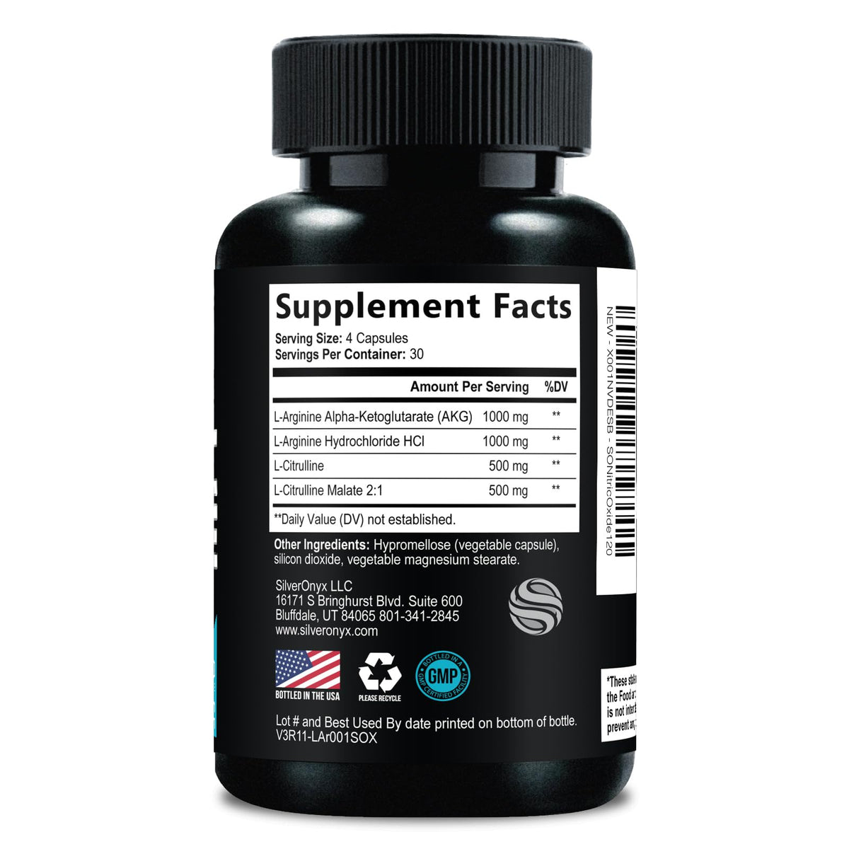 Nitric Oxide Supplement 3000mg Blend L-Arginine & L-Citrulline 120 Capsules S43326