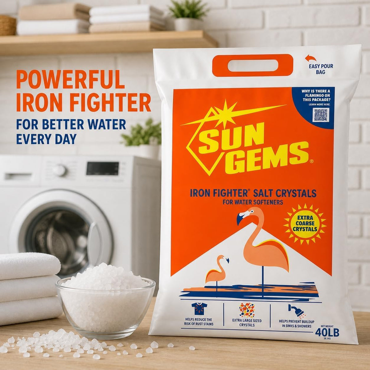 Water Softener Salt Crystals 40 lb Extra Coarse G9187
