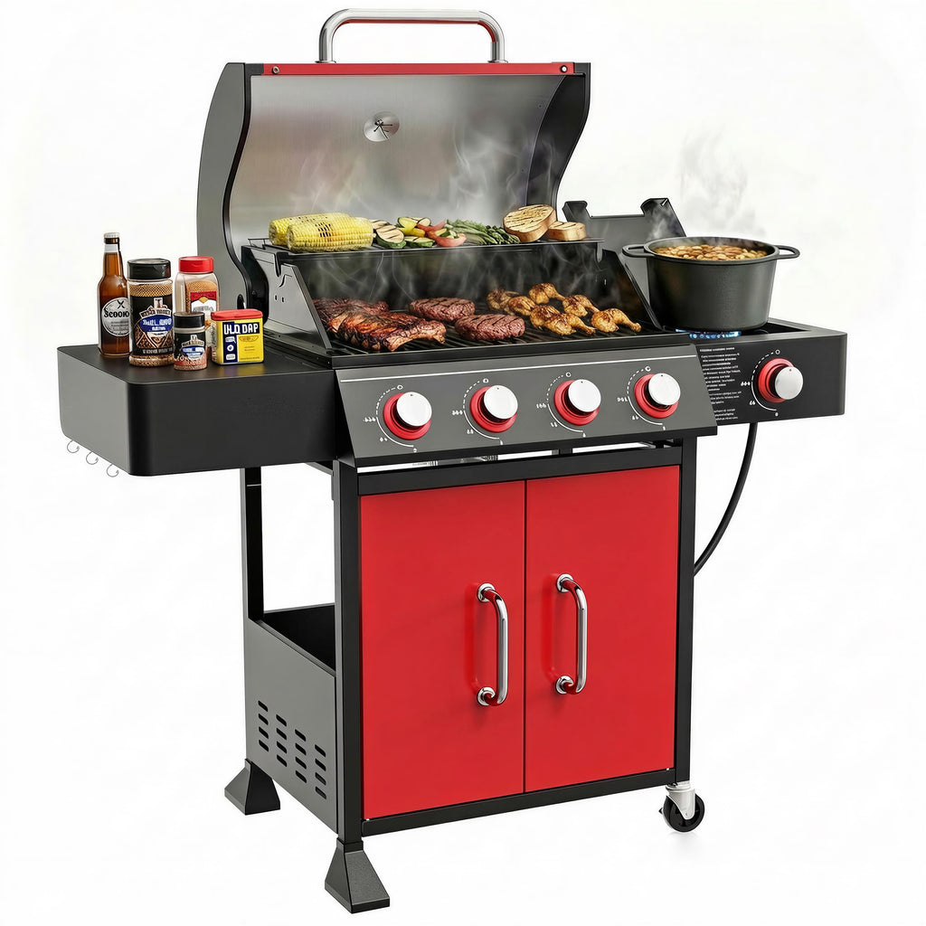 4 Burner Propane Gas Grill with Side Burner O29299