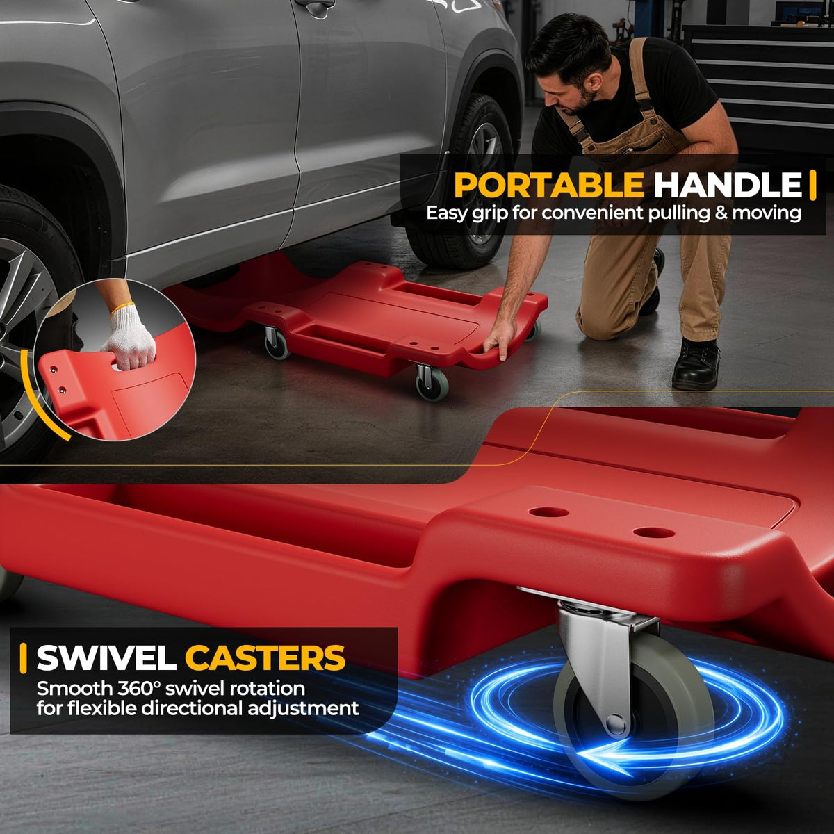 40 in Low-Profile Rolling Mechanic Creeper, Red G6597