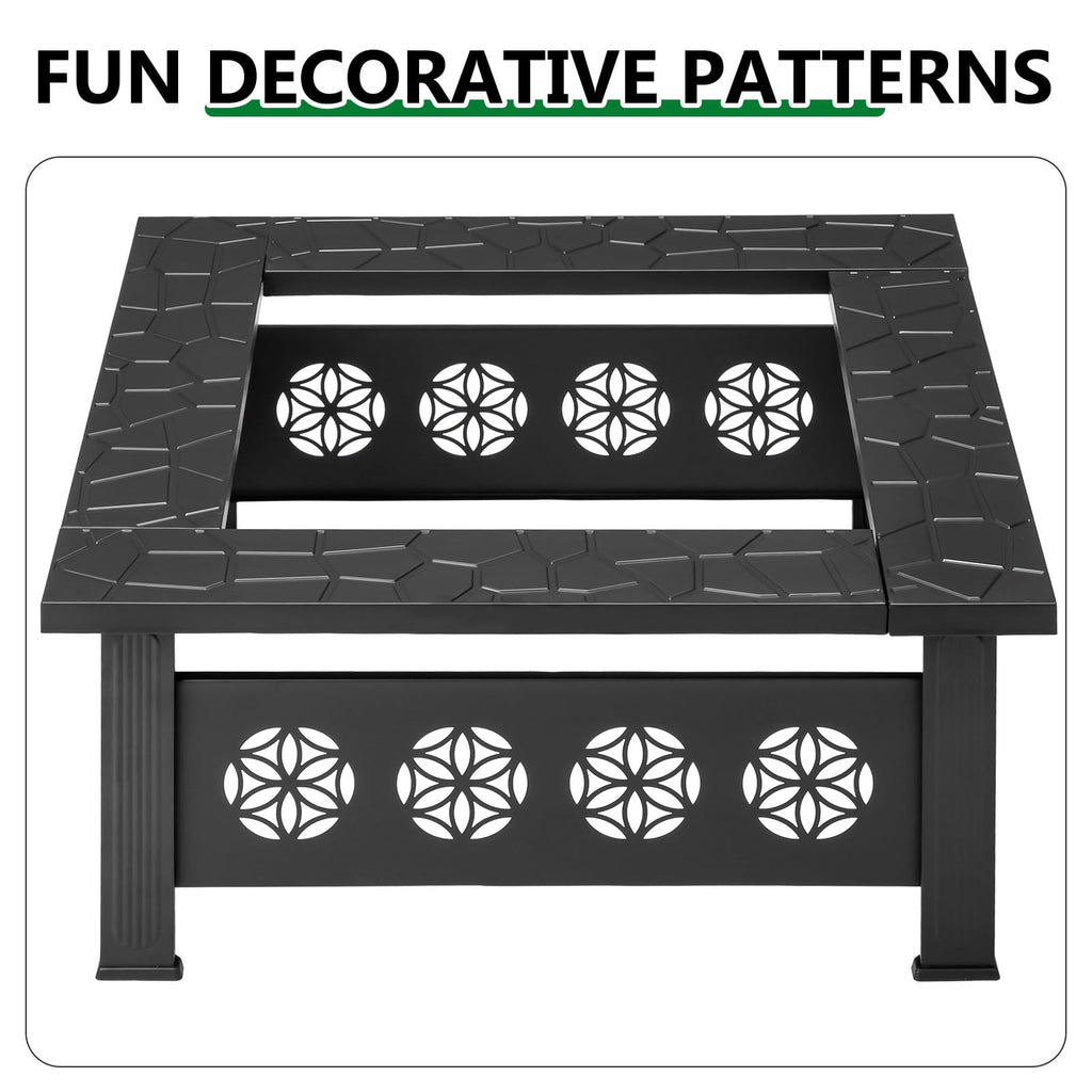 32 Inch Metal Outdoor Fire Pit J541294