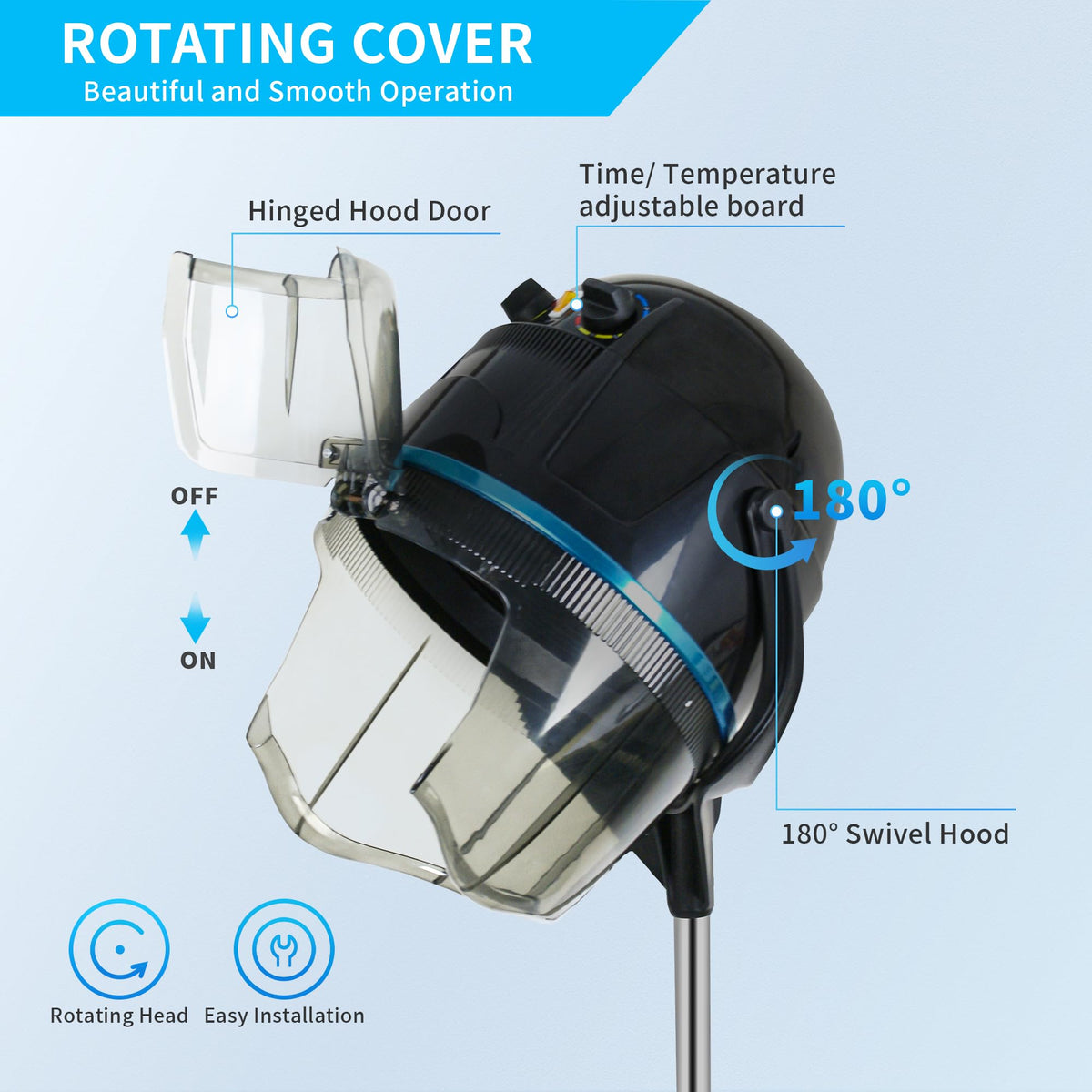 1300W Hooded Hair Dryer with Adjustable Timer Y730