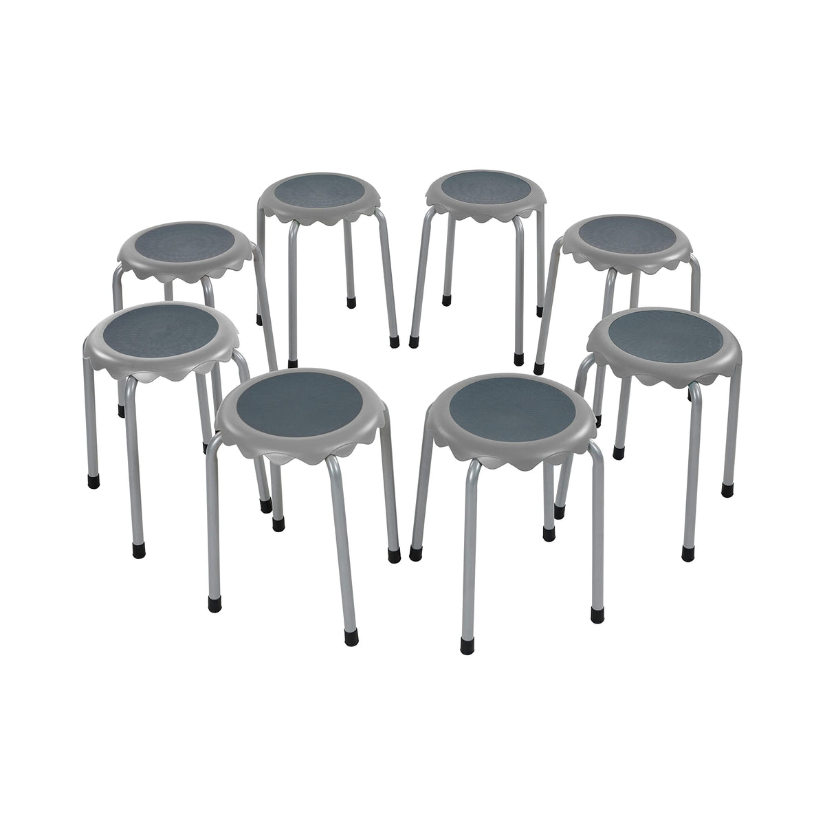 Grey 8-Piece Stackable Stool Seating Set R725