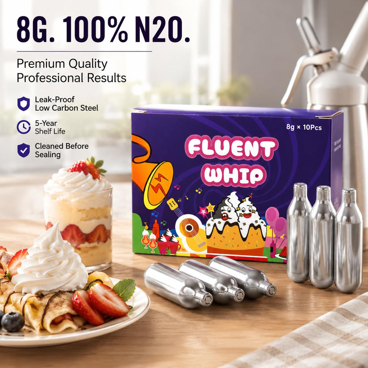 8g 10 Pack Whipped Cream Chargers X511