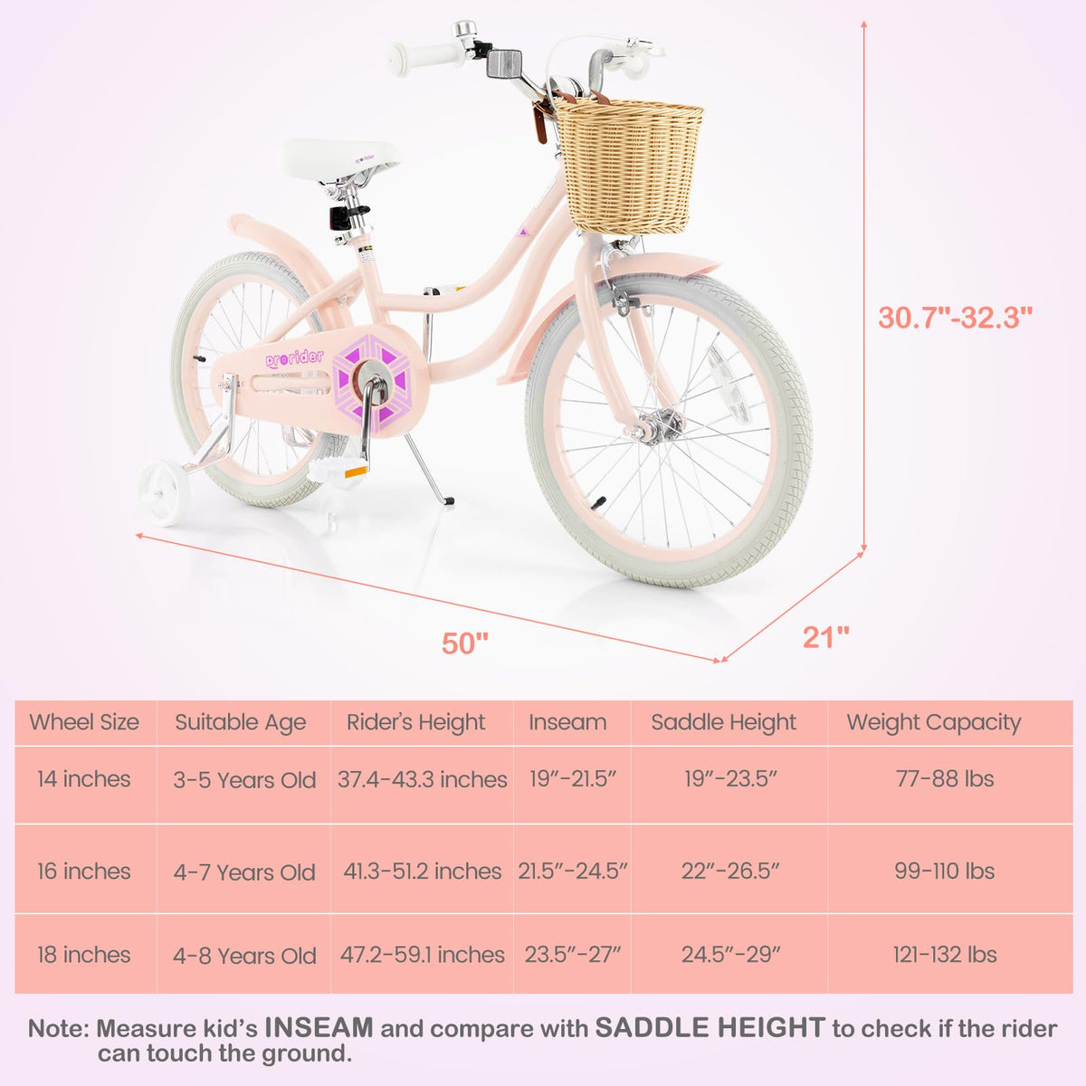 14 16 18 Inch Kids Bike with Training Wheels K44220