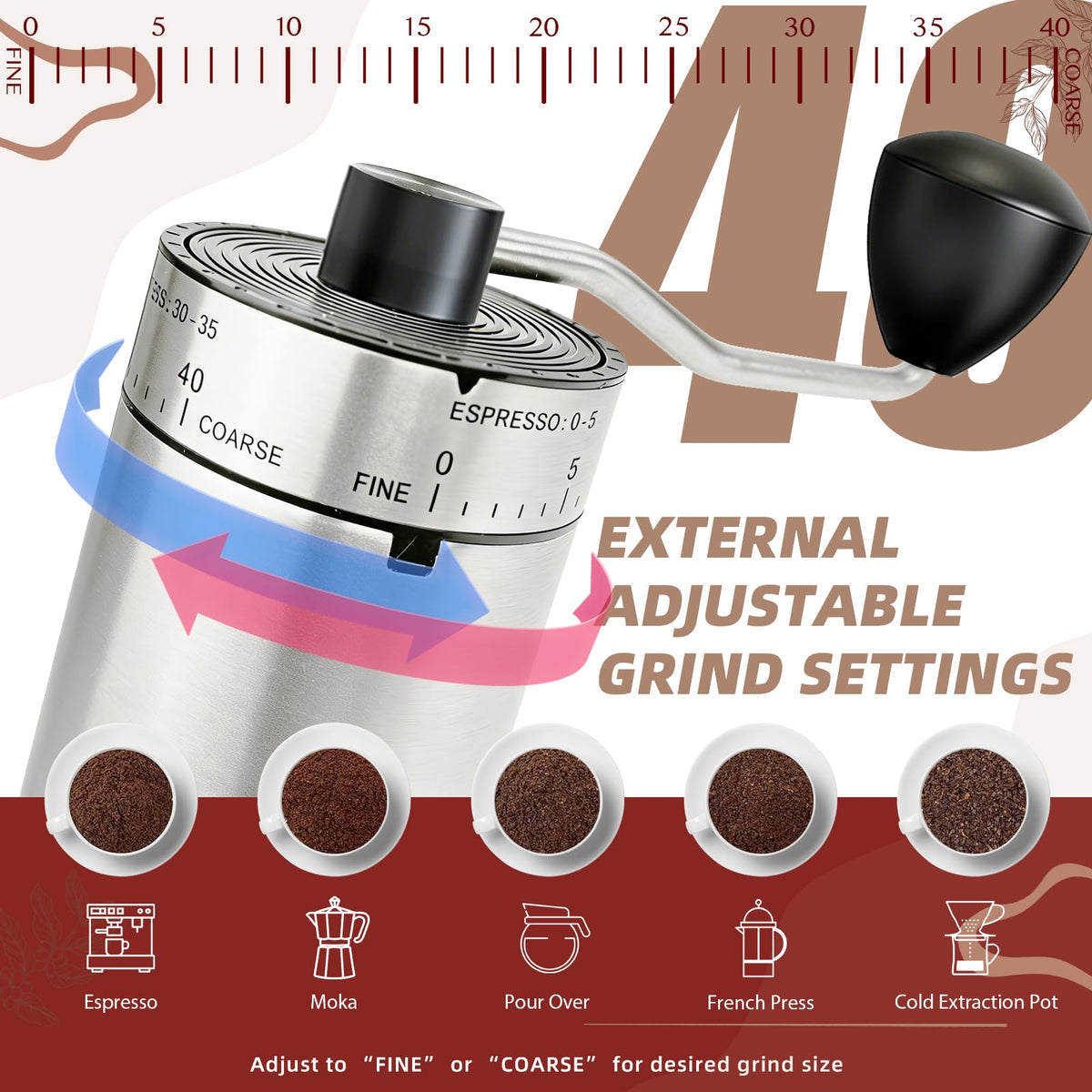 Manual Coffee Grinder, Ceramic Burr G870