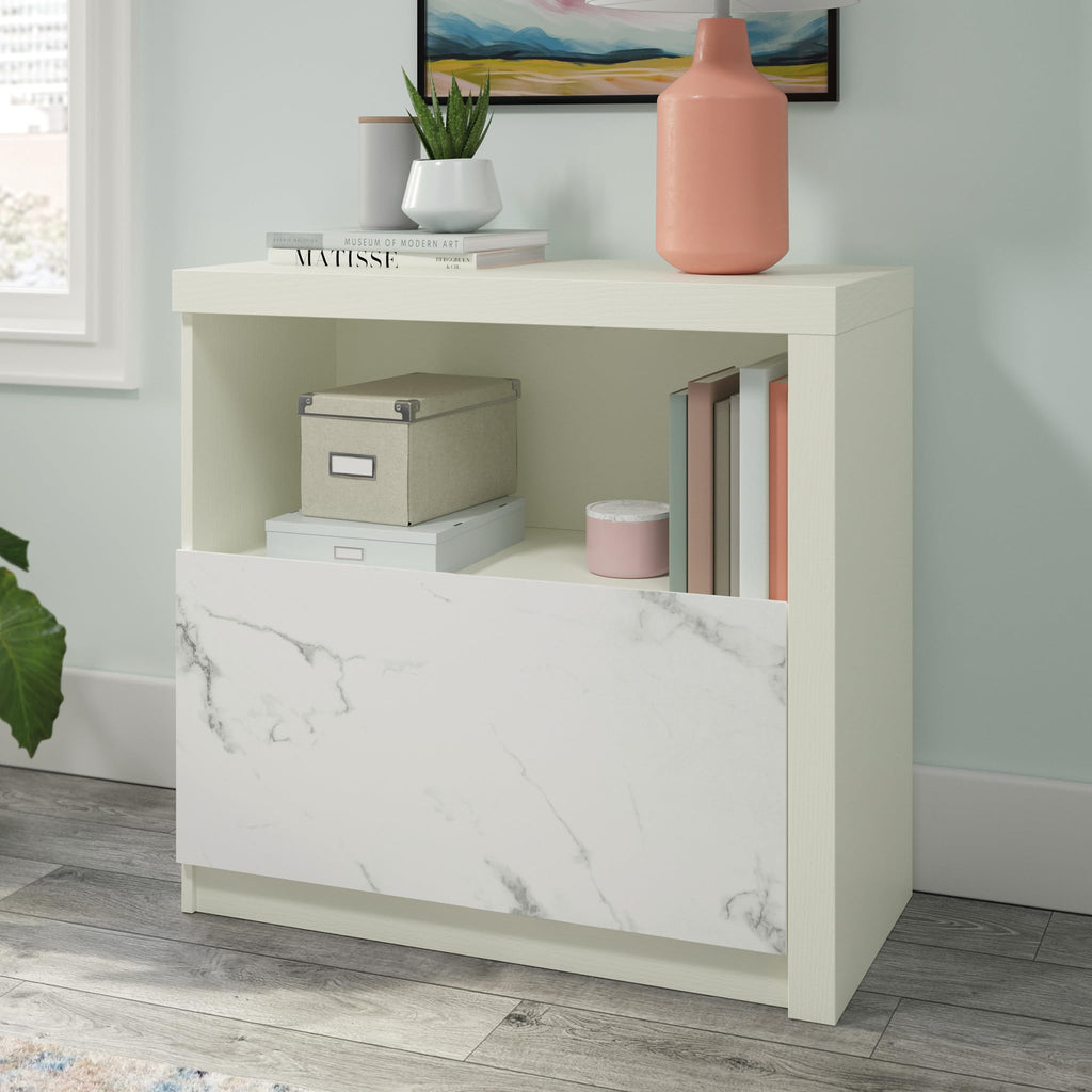 Pearl Oak Finish Lateral File Cabinet with Shelf E717272