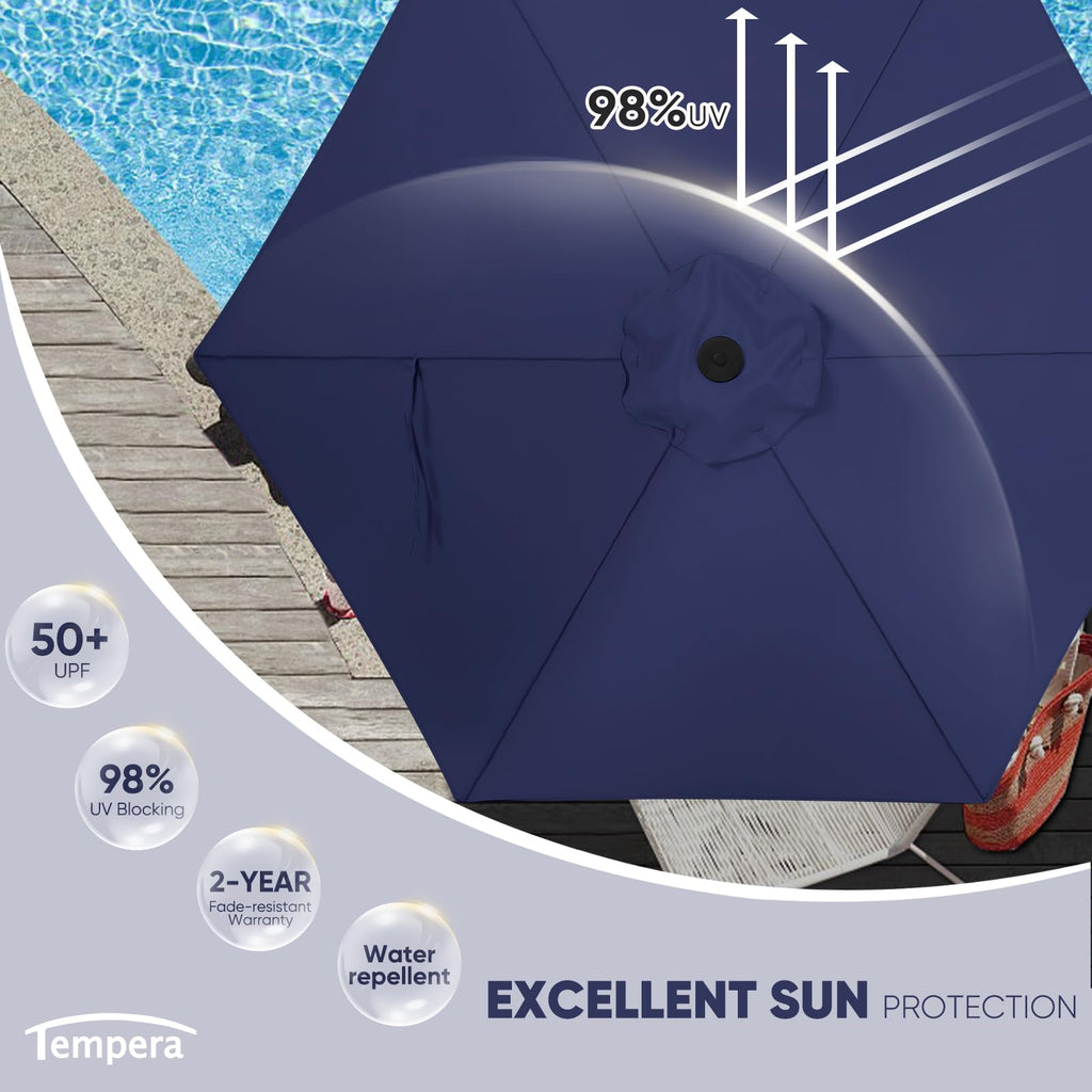 Patio Market Outdoor Table Umbrella with Push Button Tilt and Crank B854893