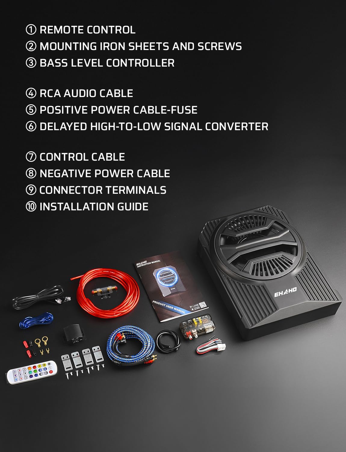 10" 2000W Underseat Car Subwoofer with RGB Lights Y3675