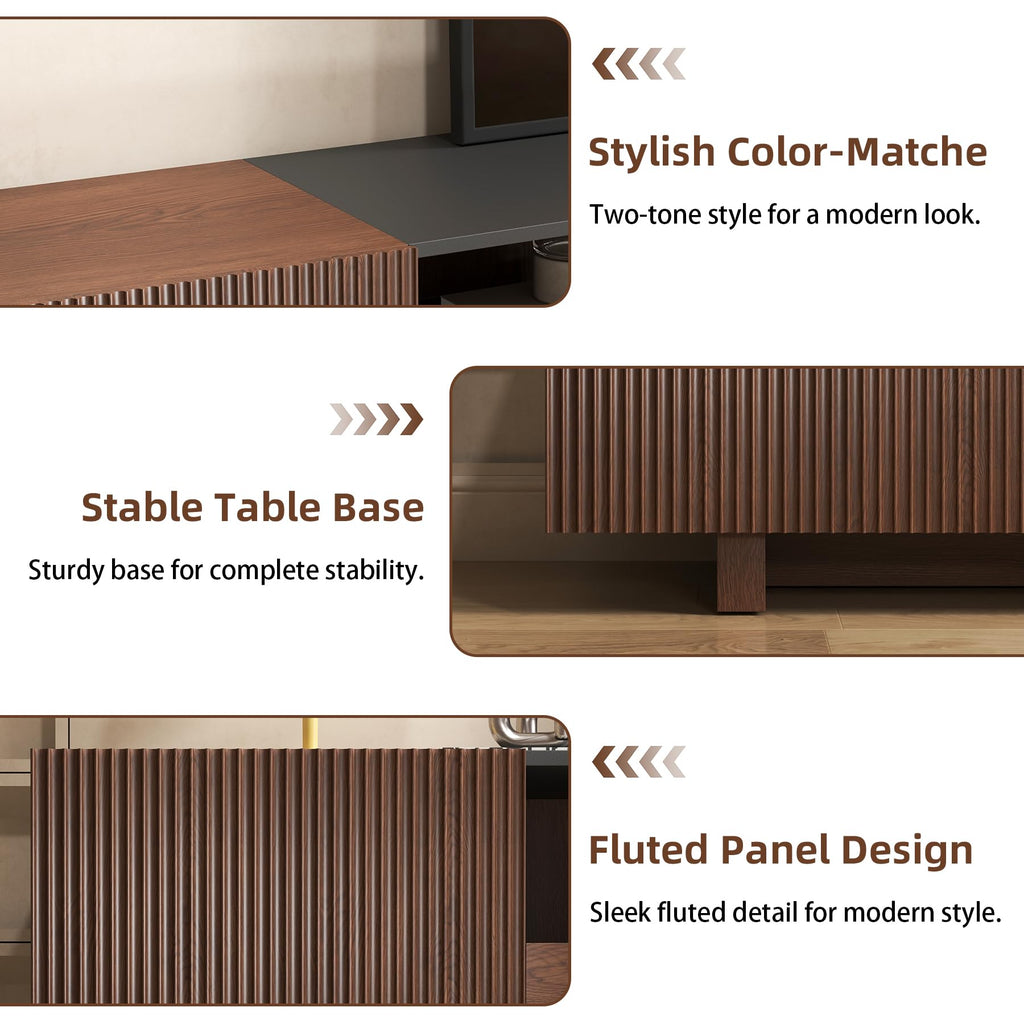 78.8 Inch Dark Brown Walnut TV Stand with Storage X68425