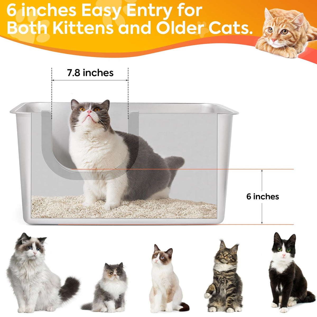 XXL High Sided Stainless Steel Litter Box X998078