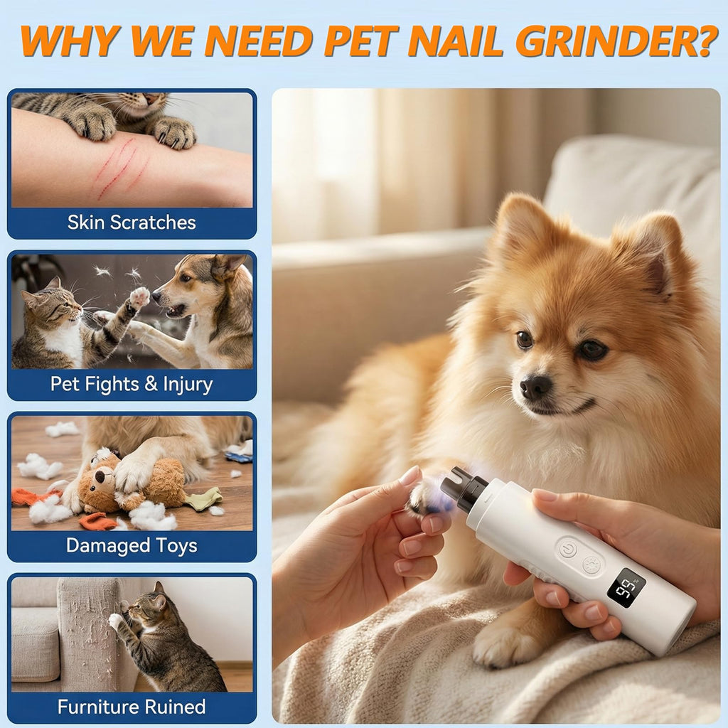 Dog Nail Grinder, 3-Speed Ultra Quiet with LED Light I3380