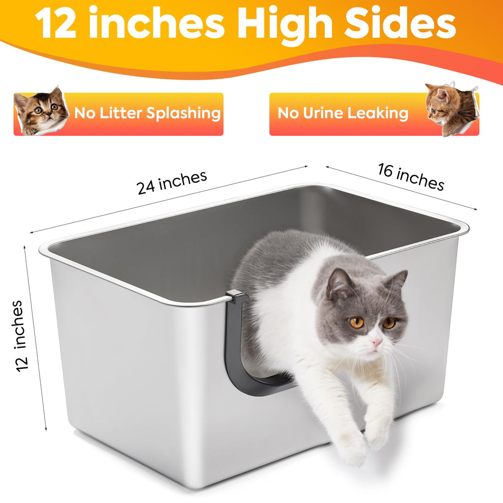 XXL High Sided Stainless Steel Litter Box X998078