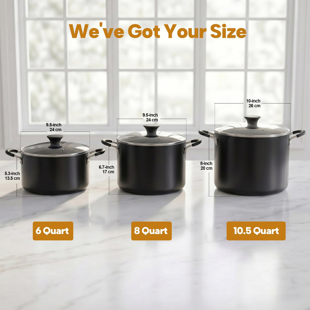 10.5 Quart Non Stick Stock Pot with Lid Q698