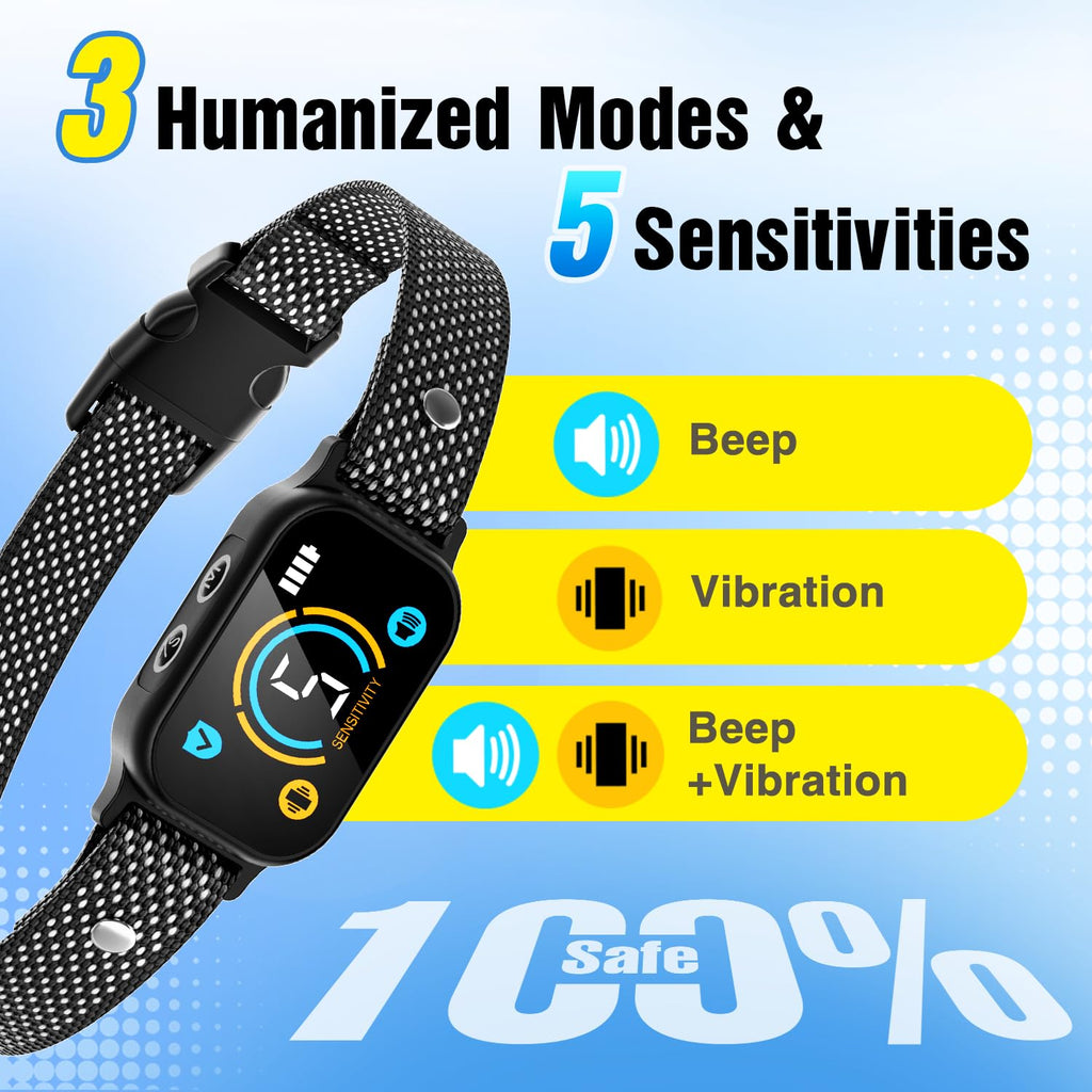 2 Pack Rechargeable Dog Bark Collar with Beep Vibration U563