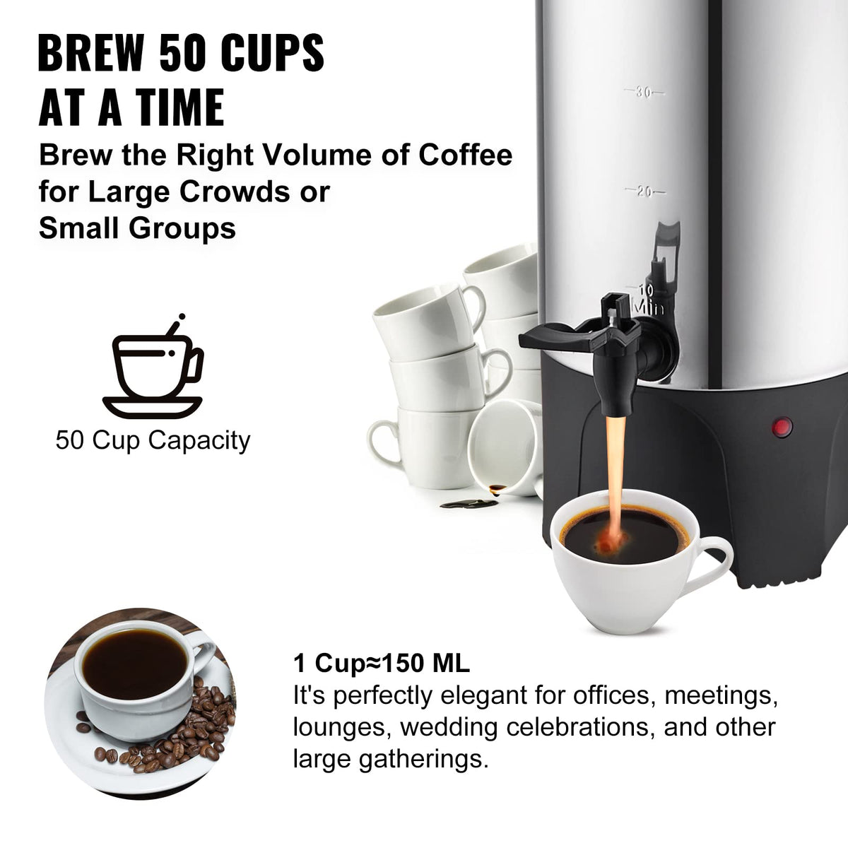 50 Cups Stainless Steel Commercial Coffee Urn U517671