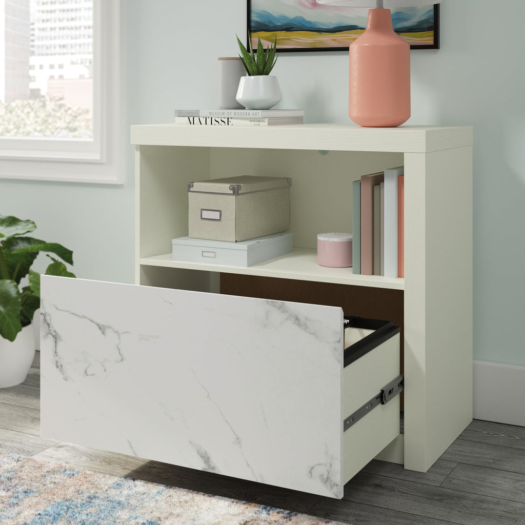 Pearl Oak Finish Lateral File Cabinet with Shelf E717272