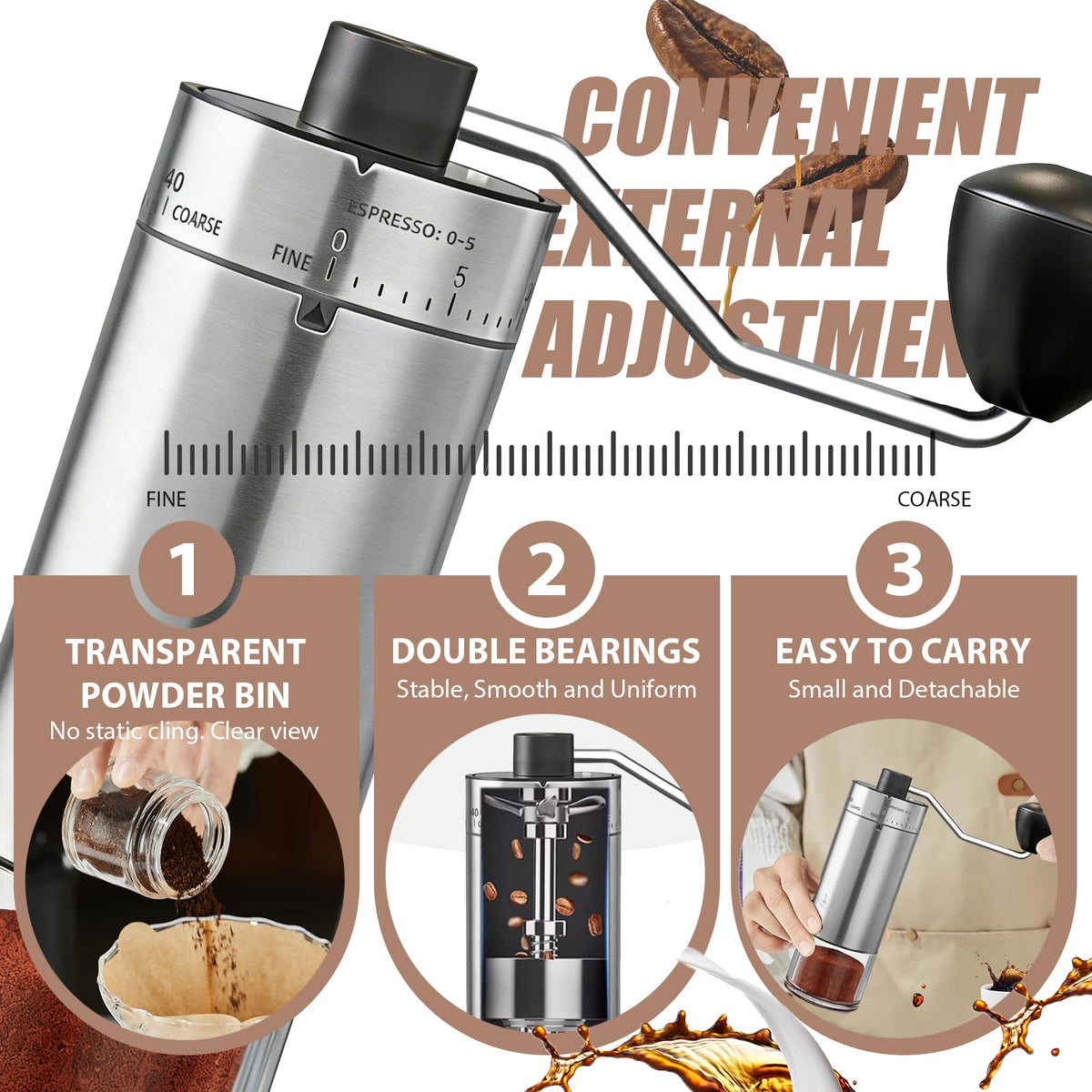 Manual Coffee Grinder, Ceramic Burr G870