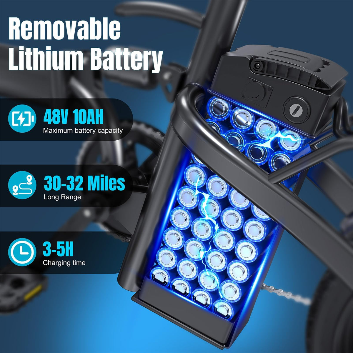 560W 20MPH 32 Miles Range 48V 10Ah 14" Foldable Electric Bike E1627