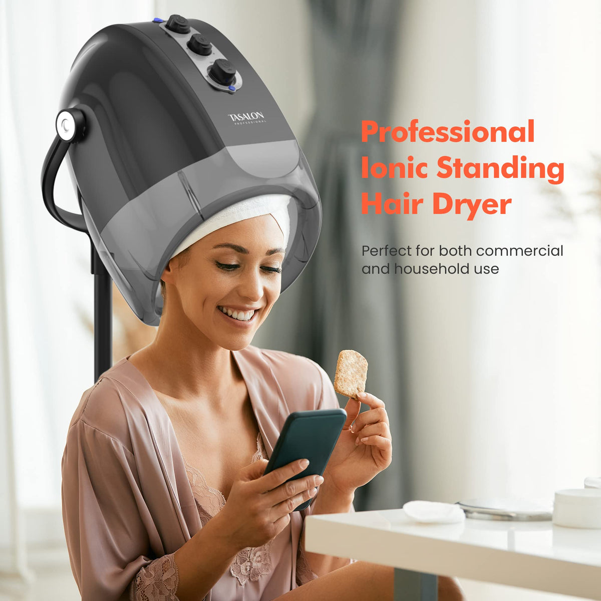 Gray Ionic Hooded Hair Dryer with 3 Temperature Settings P228304