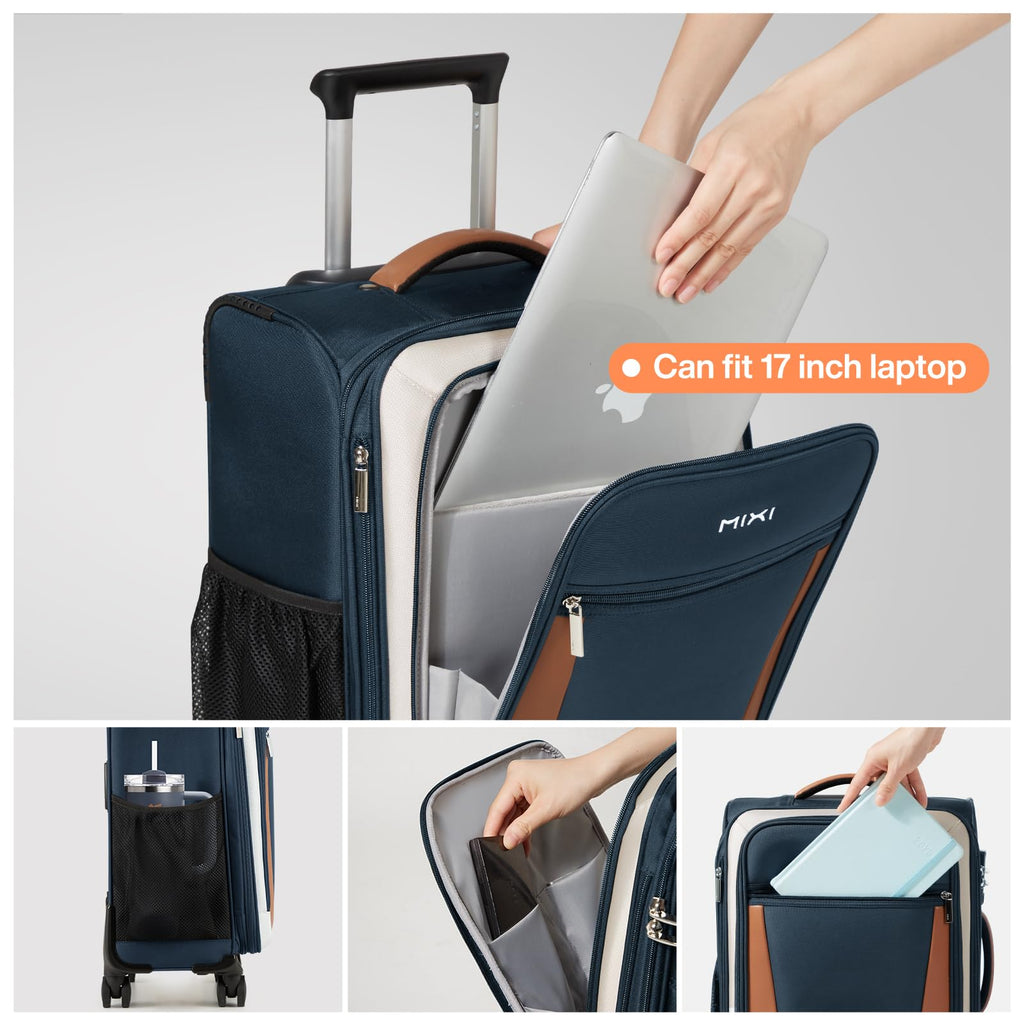 20 Inch Expandable Softside Carry On Luggage with Front Pocket K124516