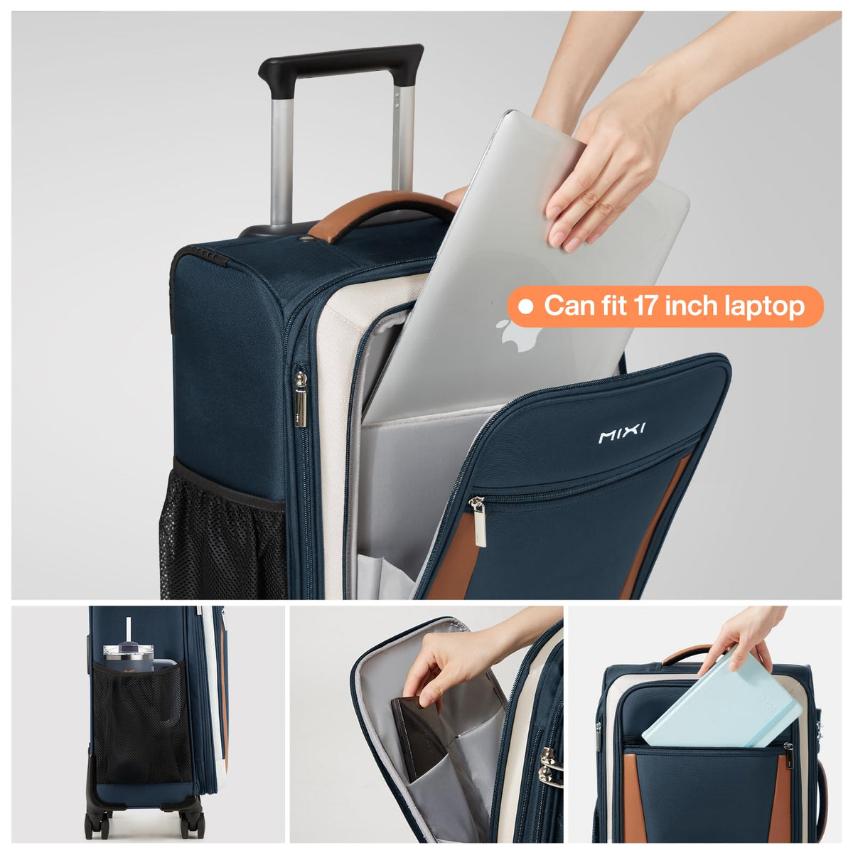 20 Inch Expandable Softside Carry On Luggage with Front Pocket K124516
