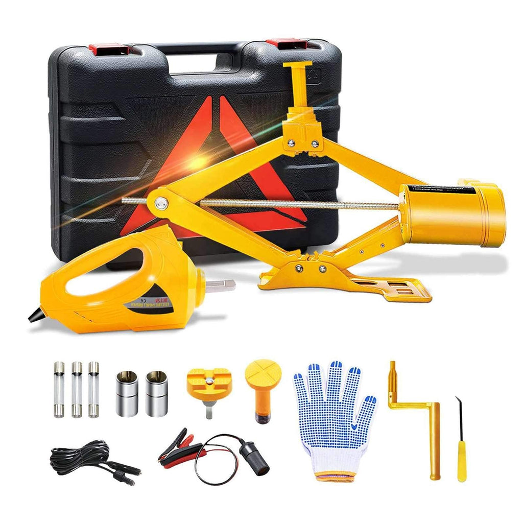 3 Ton 12V Electric Scissor Car Jack Kit with Impact Wrench U874071