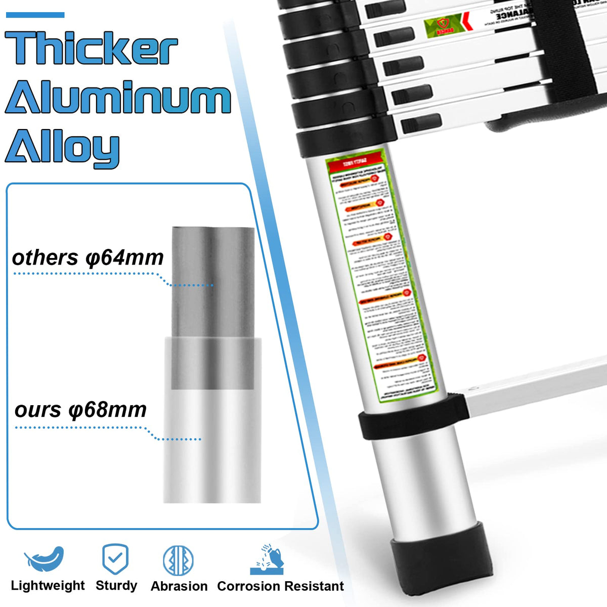 10.5 ft Aluminum Telescopic Ladder with Non-Slip Feet V529