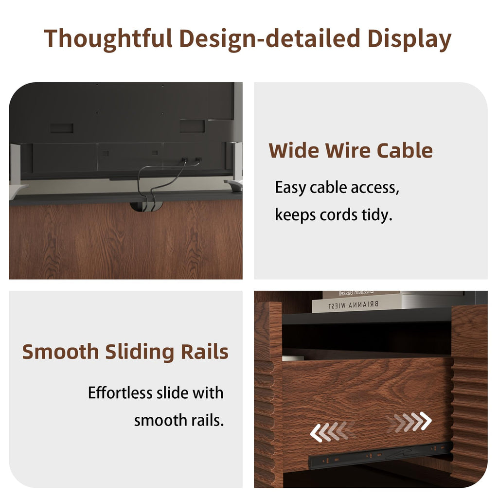 78.8 Inch Dark Brown Walnut TV Stand with Storage X68425