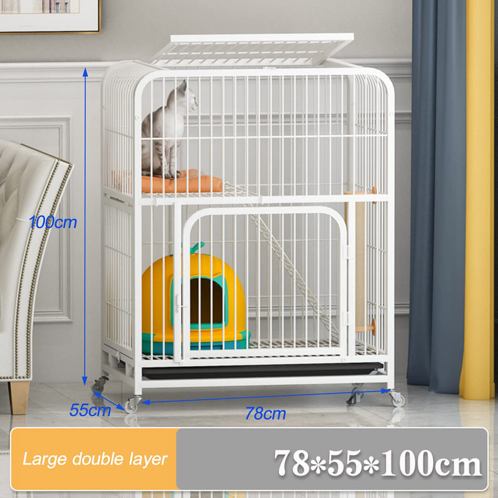 Large 3-Tier Metal Wire Cat Cage with Hammock and Casters S183